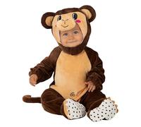 Funidelia Déguisement de singe pour bébé, combinaison avec boutons-pression, bonnet, queue et couvre-pieds, Taille 6-12 mois, Animaux, Chimpanzé - Tenue pour bébé pour fêtes, Carnaval et Halloween
