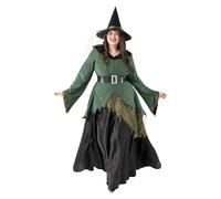 Funidelia Déguisement de Sorcière Deluxe pour femme avec veste, jupe, ceinture et chapeau, Costume d'Ensorceleuse pour adultes, Déguisements de Carnaval, Halloween et Fêtes - Taille L
