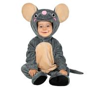 Funidelia Déguisement de souris pour bébé, Comprend combinaison à pressions, bonnet, queue et couvre-pieds, Animaux - Tenue pour bébé pour fêtes, Carnaval et Halloween - Taille 6-12 mois