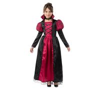 Funidelia Déguisement de vampire pour fille, Comprend robe avec col et collier ras-de-cou - Tenue pour enfants pour fêtes, Carnaval et Halloween