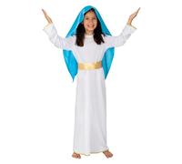 Funidelia Déguisement de Vierge Marie pour fille, Comprend robe et voile, Noël - Tenue pour enfants pour fêtes, Carnaval et Halloween - Taille 7-9 ans