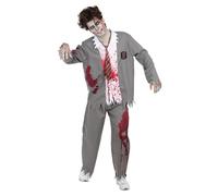 Funidelia Déguisement d'étudiant zombie pour homme, Inclus pantalon, veste avec chemise simulée et cravate, Mort-Vivant - Tenue pour adultes pour fêtes, Carnaval et Halloween - Taille XXL