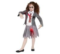 Funidelia Déguisement d'étudiante zombie pour fille, Inclus jupe, veste avec chemise simulée et cravate, Mort-Vivant - Tenue pour enfants pour fêtes, Carnaval et Halloween - Taille 7-9 ans