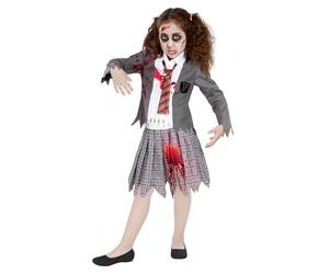 Funidelia Déguisement d'étudiante zombie pour fille, Inclus jupe, veste avec chemise simulée et cravate, Mort-Vivant - Tenue pour enfants pour fêtes, Carnaval et Halloween - Taille 10-12 ans