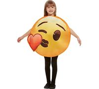 Funidelia | Déguisement Emoji bisou cœur 100% OFFICIELLE pour fille et garçon taille 6-12 ans Émoticône, Whatsapp, Originaux et Drôle - Couleur: Jaune, accessoire pour déguisement