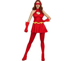 Funidelia | Déguisement Flash pour Femme Super héros, DC Comics - Déguisement pour Adultes et Accessoires pour Halloween, Carnaval et fêtes - Taille M - Rouge