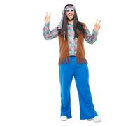 Funidelia | Déguisement hippie avec accessoires pour homme Années 60, Hippie, Flower power, Décennies - Déguisement pour Adultes et accessoires pour Halloween, carnaval et fêtes. - Taille M