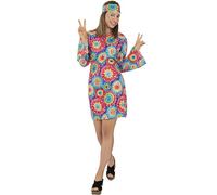 Funidelia | Déguisement Hippie des années 60's pour Femme Années 60, Flower Power, Décennies - Déguisement pour Adultes et Accessoires pour Halloween, Carnaval et fêtes - Taille XXL - Jaune