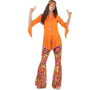 Funidelia | Déguisement Hippie heureux avec accessoires pour femme Années 60, Hippie, Flower power, Décennies - Déguisement pour Adultes et accessoires pour Halloween, carnaval et fêtes. - Taille L