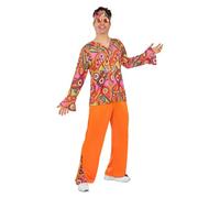 Funidelia | Déguisement Hippie joyeux pour homme Années 60, Hippie, Flower power, Décennies - Déguisement pour Adultes et accessoires pour Halloween, carnaval et fêtes. - Taille XL - Orange