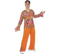 Funidelia | Déguisement Hippie joyeux pour homme Années 60, Hippie, Flower power, Décennies - Déguisement pour Adultes et accessoires pour Halloween, carnaval et fêtes. - Taille XXL - Orange