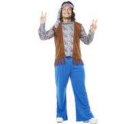 Funidelia | Déguisement hippie pour homme Années 60, Hippie, Flower power, Décennies - Déguisement pour Adultes et accessoires pour Halloween, carnaval et fêtes. - Taille 4XL - Multicolore
