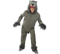 Funidelia | Déguisement loup gris pour femme et homme Déguisement pour Adultes et accessoires pour Halloween, carnaval et fêtes - Taille L - XL - Gris/Argenté