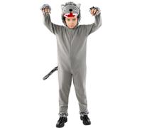 Funidelia | Déguisement loup gris pour fille et garçon Animaux, Loup-garou - Déguisement pour Enfant et accessoires pour Halloween, carnaval et fêtes - Taille 3-4 ans - Gris/Argenté