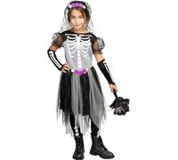Funidelia | Déguisement mariée squelette pour fille Squelette, Tête de mort, La Faucheuse, Horreur - Déguisement pour enfant et accessoires pour Halloween, carnaval et fêtes. - Taille 5-6 ans