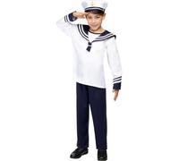 Funidelia | Déguisement marin pour garçon Capitaine de Bateaux, Marine, Professions - Déguisement pour enfant et accessoires pour Halloween, carnaval et fêtes. - Taille 10-12 ans - Blanc