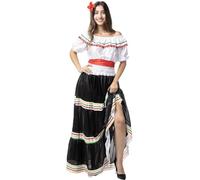 Funidelia | Déguisement Mexicaine pour femme Méxique & Mariachis, Tête de mort mexicaine - Déguisement pour Adultes et accessoires pour Halloween, carnaval et fêtes - Taille M - L - Noir