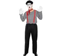 Funidelia | Déguisement mime pour homme Clown, Cirque - Déguisement pour Adultes et accessoires pour Halloween, carnaval et fêtes - Taille M - L - Noir