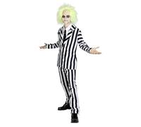 Funidelia Déguisement Officiel de Beetlejuice pour Homme avec veste, pantalon et cravate, Tenue de Beetlejuice pour Adulte Tim Burton, Déguisements de Carnaval, Halloween et Fêtes - Taille XL
