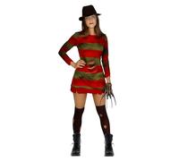 Funidelia Déguisement Officiel de Krueger - Les Griffes de la Nuit pour femme, Inclus robe et chaussettes - Tenue pour adultes pour fêtes, Carnaval et Halloween - Taille XL