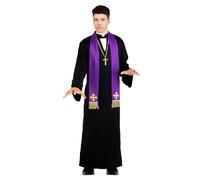 Funidelia Déguisement Officiel de L’Exorciste Père Karras pour homme, Comprend soutane, étole, crucifix, Taille Standard - Tenue pour adultes pour fêtes, Carnaval et Halloween