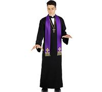 Funidelia Déguisement Officiel de L’Exorciste Père Karras pour homme, Comprend soutane, étole, crucifix, Taille XL - Tenue pour adultes pour fêtes, Carnaval et Halloween
