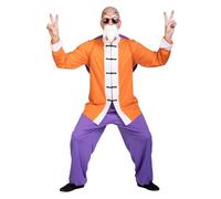 Funidelia Déguisement Officiel de Maître Roshi - Dragon Ball pour homme, Pantalon, veste, sac à dos, barbe, lunettes, tête chauve - Tenue pour adultes pour fêtes, Carnaval et Halloween - Taille S