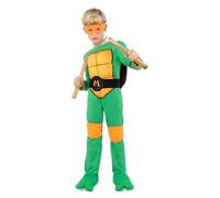 Funidelia Déguisement Officiel de Michelangelo Tortues Ninja pour Garçon et Fille avec combinaison, carapace et masque, Tenue de Ninja Enfant, Déguisements de Carnaval et Halloween - Taille 3-4 ans