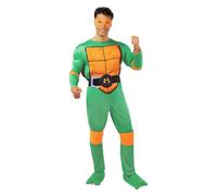 Funidelia Déguisement Officiel de Michelangelo Tortues Ninja pour Homme avec combinaison musclée, carapace et masque, Tenue de Ninja pour Adulte, Déguisements de Carnaval et Halloween - Taille S