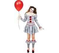Funidelia Déguisement Officiel de Pennywise - IT Chapitre Deux pour femme, Comprend robe, col, jambières et deux pompons, Taille XS - Tenue pour adultes pour fêtes, Carnaval et Halloween