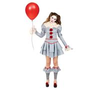 Funidelia Déguisement Officiel de Pennywise - IT Chapitre Deux pour femme, Comprend robe, col, jambières et deux pompons, Taille L - Tenue pour adultes pour fêtes, Carnaval et Halloween