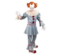 Funidelia Déguisement Officiel de Pennywise IT Chapitre Deux pour Homme avec chemise, pantalon, col et pompons décoratifs, Tenue de IT pour Adulte, Déguisements de Carnaval et Halloween - Taille XXL