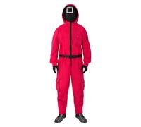 Funidelia Déguisement Officiel de Squid Game Netflix pour Homme et Femme avec masque carré, Combinaison Squid Game pour Adulte, Déguisements de Carnaval, Halloween et Fêtes - Taille L - XL