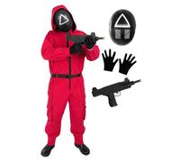 Funidelia Déguisement Officiel de Squid Game Netflix pour Homme et Femme avec masque triangle et arme, Combinaison Squid Game pour Adulte, Déguisements de Carnaval, Halloween et Fêtes - Taille M - L