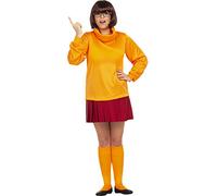 Funidelia Déguisement Officiel de Velma - Scooby Doo pour femme, Comprend t-shirt, jupe, chaussettes, perruque et lunettes - Tenue pour adultes pour fêtes, Carnaval et Halloween - Taille S