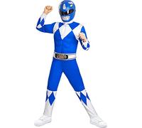 Funidelia Déguisement Officiel Power Ranger Bleu pour enfants, Comprend combinaison, ceinture et demi-masque, Super-héros - Tenue pour enfants pour fêtes, Carnaval et Halloween - Taille 5-6 ans