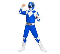 Funidelia Déguisement Officiel Power Ranger Bleu pour enfants, Comprend combinaison, ceinture et demi-masque, Super-héros - Tenue pour enfants pour fêtes, Carnaval et Halloween - Taille 7-9 ans