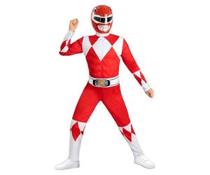 Funidelia Déguisement Officiel Power Ranger Rouge pour enfants, Comprend combinaison, ceinture et demi-masque, Super-héros - Tenue pour enfants pour fêtes, Carnaval et Halloween - Taille 10-12 ans