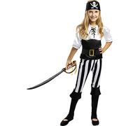 Funidelia | Déguisement Pirate à Rayures - Collection Blanc et Noir pour Fille Taille 7-9 Ans Corsair, Boucanier - Couleur: Multicolore, Accessoire pour déguisement