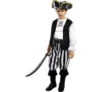 Funidelia | Déguisement Pirate à Rayures - Collection Blanc et Noir pour garçon Taille 3-4 Ans Corsair, Boucanier - Couleur: Multicolore, Accessoire pour déguisement