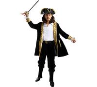 Funidelia | Déguisement pirate deluxe Collection colonial pour homme Corsair, Boucanier - Déguisement pour Adultes et accessoires pour Halloween, carnaval et fêtes - Taille 3XL - Noir