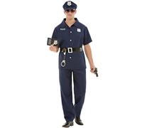 Funidelia | Déguisement policier pour homme - Agent de Police, FBI, Professions - Couleur: Bleu, accessoire pour déguisement - Déguisements amusants pour vos soirées.