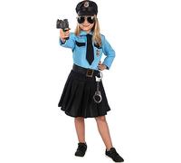 Funidelia | Déguisement policière bleue pour fille Agent de Police, FBI, Professions - Déguisement pour enfant et accessoires pour Halloween, carnaval et fêtes. - Taille 5-6 ans - Bleu foncé