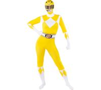 Funidelia Déguisement Power Ranger jaune en seconde peau pour femme, Licence Officielle, Taille XS Films et Cinéma, Super héros - Costume pour Adultes pour les fêtes, le Carnaval et Halloween