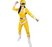 Funidelia Déguisement Power Ranger Jaune pour femme, Licence Officielle, Taille L Films et Cinéma, Super héros - Costume pour Adultes pour les fêtes, le Carnaval et Halloween