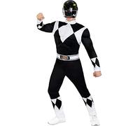 Funidelia Déguisement Power Ranger Noir pour homme, Licence Officielle, Taille M Films et Cinéma, Super héros - Costume pour Adultes pour les fêtes, le Carnaval et Halloween