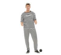 Funidelia | Déguisement prisonnier pour homme - Voleur, Braqueur, Délinquant, Professions - Déguisement pour Adultes et accessoires pour Halloween, carnaval et fêtes - Noir