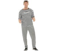 Funidelia | Déguisement prisonnier pour homme Voleur, Braqueur, Délinquant, Professions - Déguisement pour Adultes et accessoires pour Halloween, carnaval et fêtes. - Taille 3XL - Noir