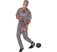 Funidelia | Déguisement prisonnier zombie pour homme Mort-vivant, Horreur - Déguisement pour Adultes et accessoires pour Halloween, carnaval et fêtes - Taille XXL - Noir