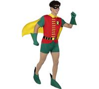 Funidelia | Déguisement Robin 1966 pour homme Boy Wonder, Super héros, DC Comics - Déguisement pour Adultes et accessoires pour Halloween, carnaval et fêtes. - Taille XL - Rouge